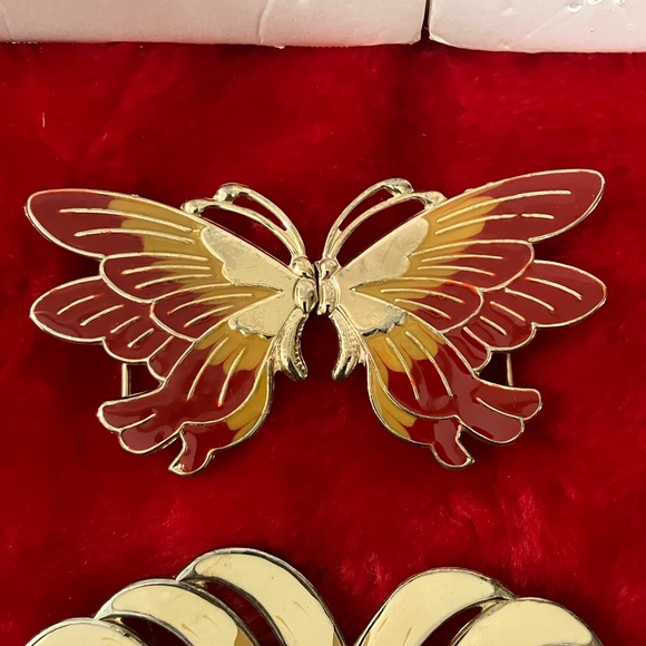Lot of 3 Vintage Interlocking Belt Buckles Butterflies and Design - Picture 4 of 15